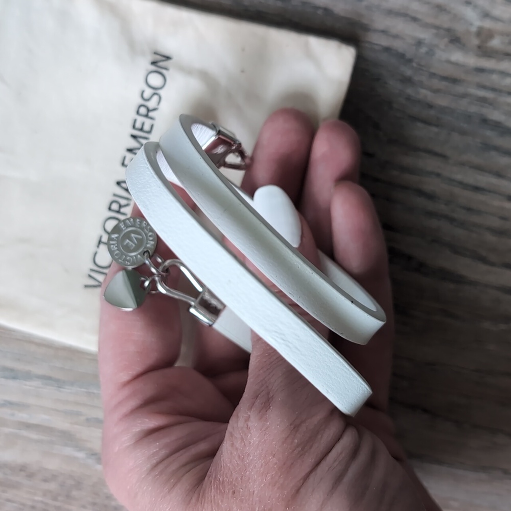 Victoria Emerson Double Wrap Leather Bracelet White